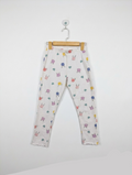 F&F Girls White "Cute Bunny & Heart" Printed Leggings - Size 9-10 Years (Estimated Age 9-10 Years) AB2