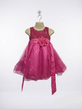 Girls Hot Pink Sequin Bodice Tulle Party Dress - Size 110 (Estimated Age 4-5 Years) AB2