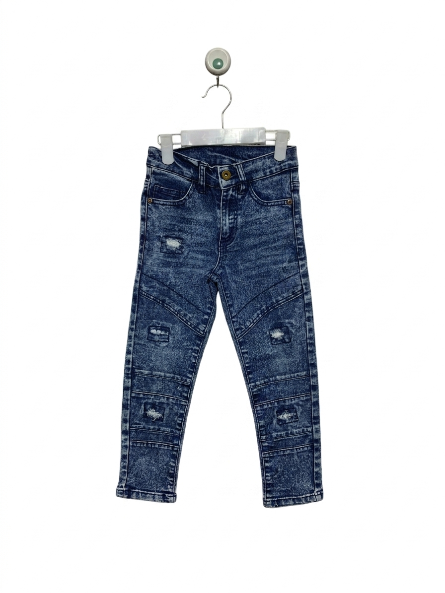 Quad Seven Boys' Distressed Acid Wash Moto Jeans - Size 5 AB1