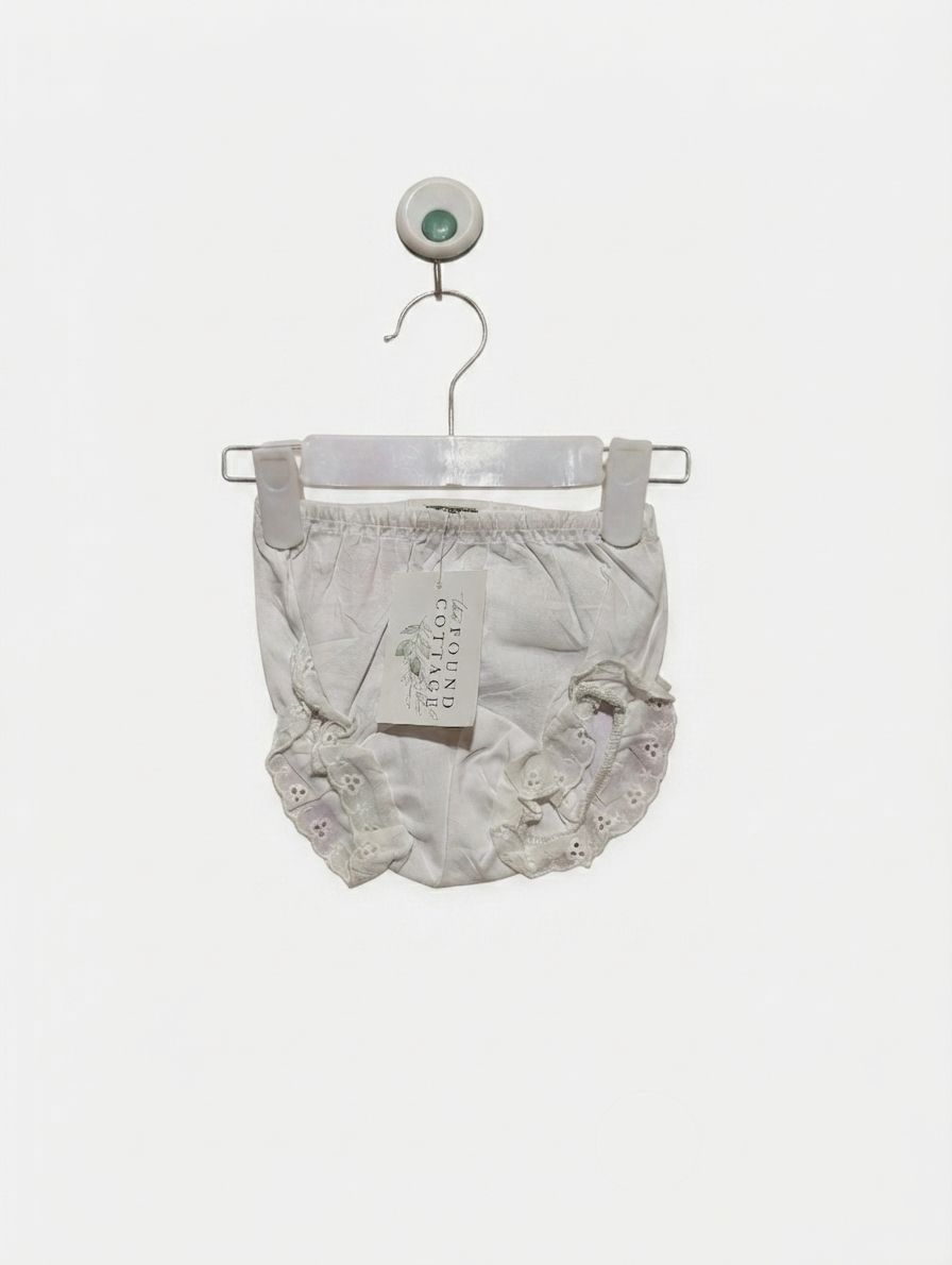 Zsa Zsa & Lolli Girls White Cotton Lace-Trim Diaper Cover - Size Estimated Age 9 to 12 Months AB2