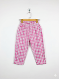 Outfitters Girls Pink and White Gingham Plaid Paperbag Trousers - Size Estimated Age 8-9 Years AB1