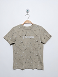Primark Boys Khaki "Be The Change" Paint Splatter Tee - Size Estimated Age 9-10 Years AB2