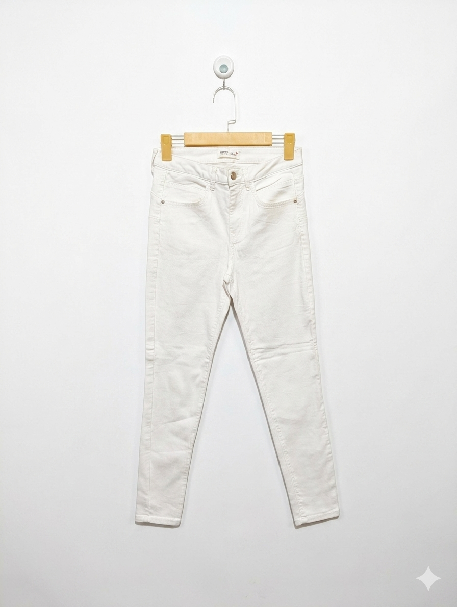 Koton Jeans Girls/Teen White "Kate" Slim-Fit Denim Pants - Size Estimated Age 14-15 Years AB1