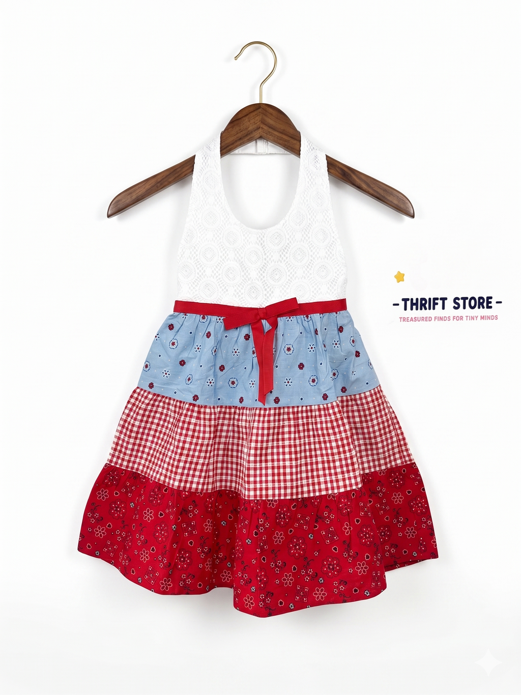 Blueberry Blvd Toddler Girls Americana Tiered Halter Dress - Size 4T AB1