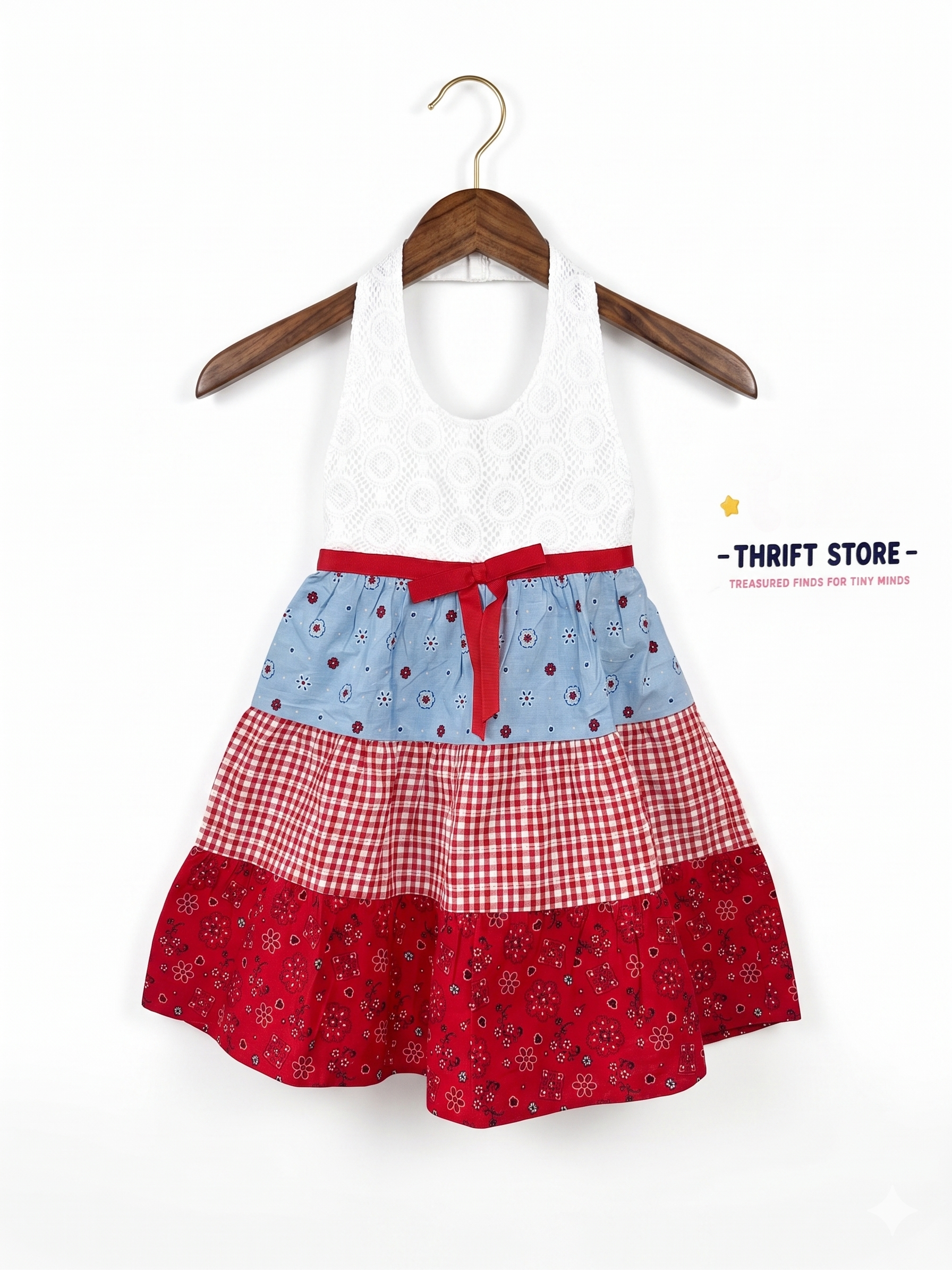 Blueberry Blvd Toddler Girls Americana Tiered Halter Dress - Size 4T AB1