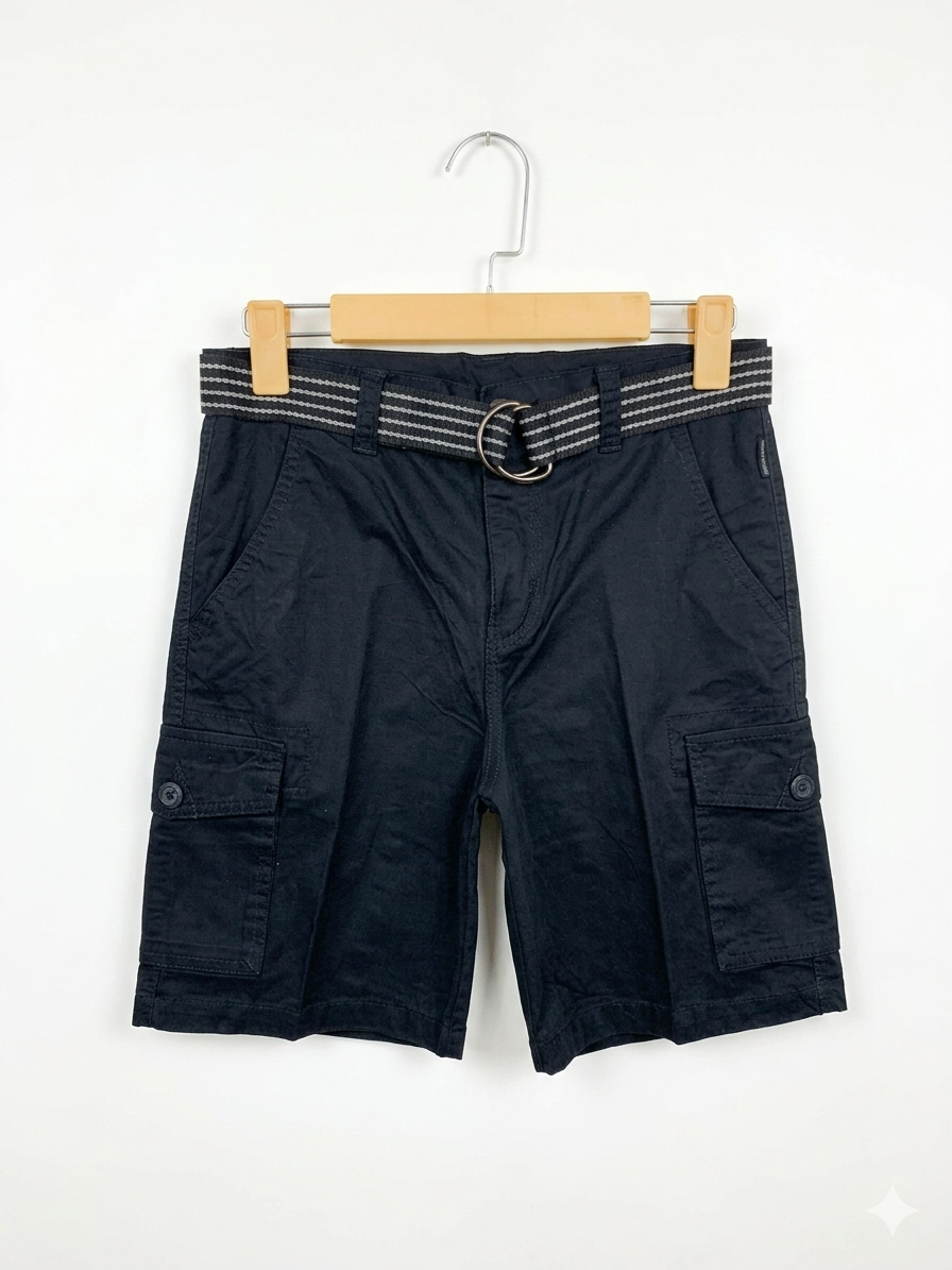 Ring of Fire Boys' Black Belted Cargo Shorts - Size 12 (Estimated Age 11-12Y) AB1