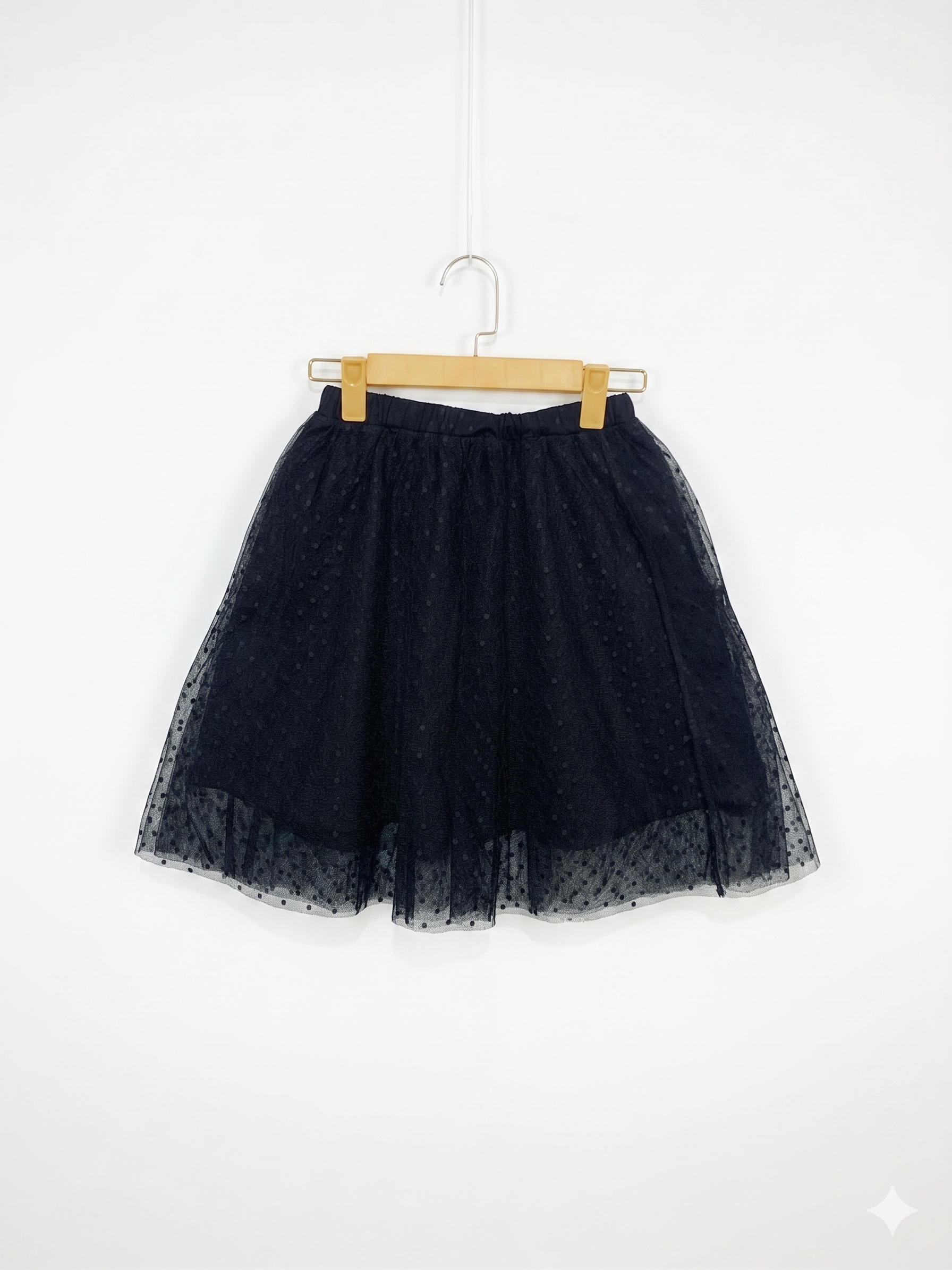 Jenni Girls Black Polka Dot Tulle Tutu Skirt - Size Estimated Age 11-12 Years AB1