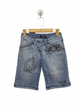 Karma Denim Girls Blue Printed Casual Shorts - Size XS Estimated Age 15 Years AB1