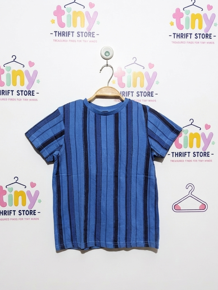 George Boys Blue Striped Casual T-Shirt - Size 7-8 Years Estimated Age 7-8 Years AB2