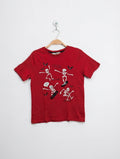 H&M Boys Red "Skating Skeletons" Graphic Tee - Size Estimated Age 8-10 Years AB2