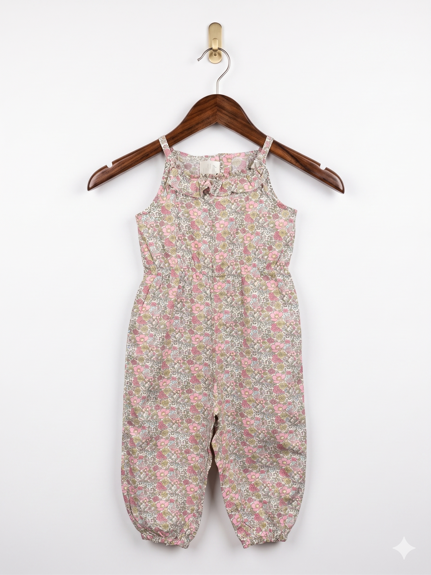 H&M Baby Girl Floral Sleeveless Ruffle Jumpsuit - Size 12-18M (Estimated for 1 to 1.5 Years Old) AB1