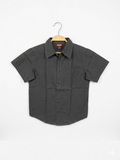 Wrangler Boys Charcoal Grey Micro-Striped Short Sleeve Button-Down - Size 8 Estimated Age 8 Years AB1
