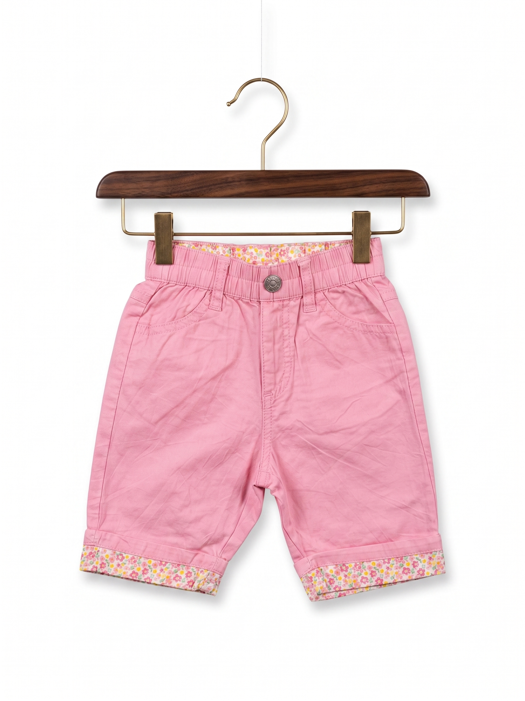 Toddler Girls' Pink Floral-Trimmed Cotton Shorts - Size 3-4 Years AB1