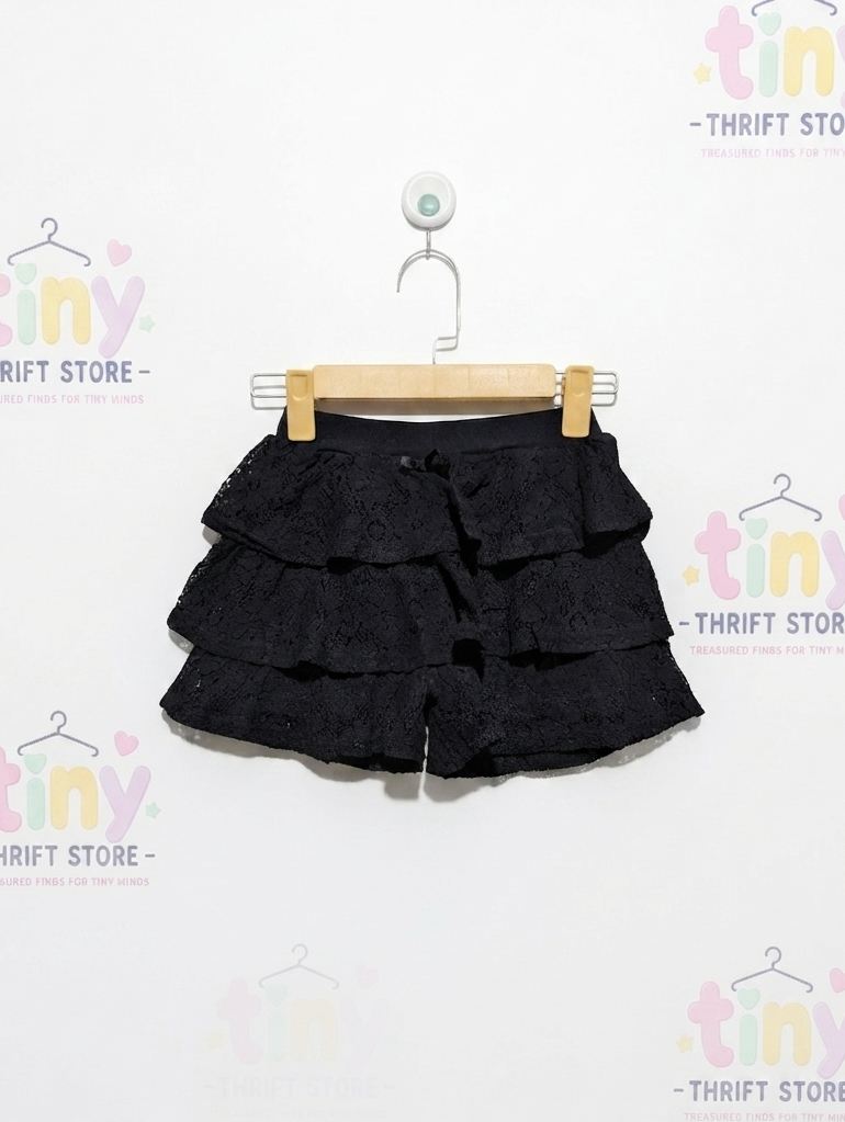 Girls Black Tiered Lace Ruffle Skirt - Size 130cm Estimated Age 8-9 Years AB2