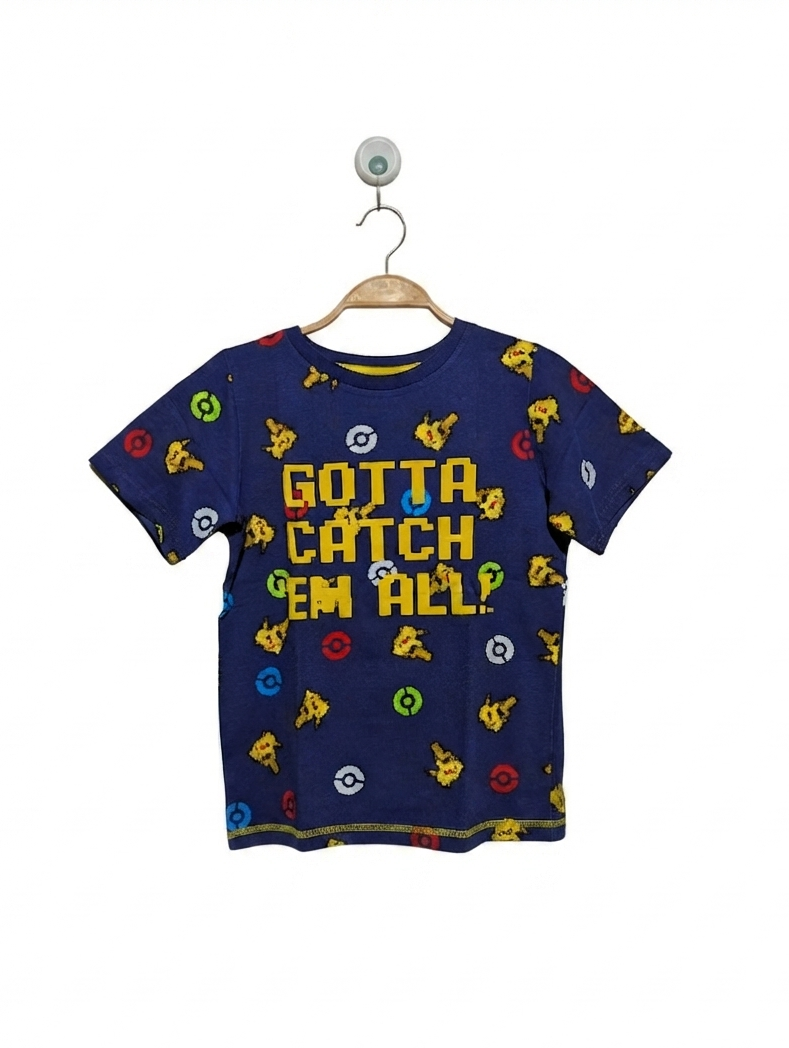 Tu Boys Navy "Gotta Catch 'Em All" Pokemon Graphic Tee - Size Estimated Age 9-10 Years AB2