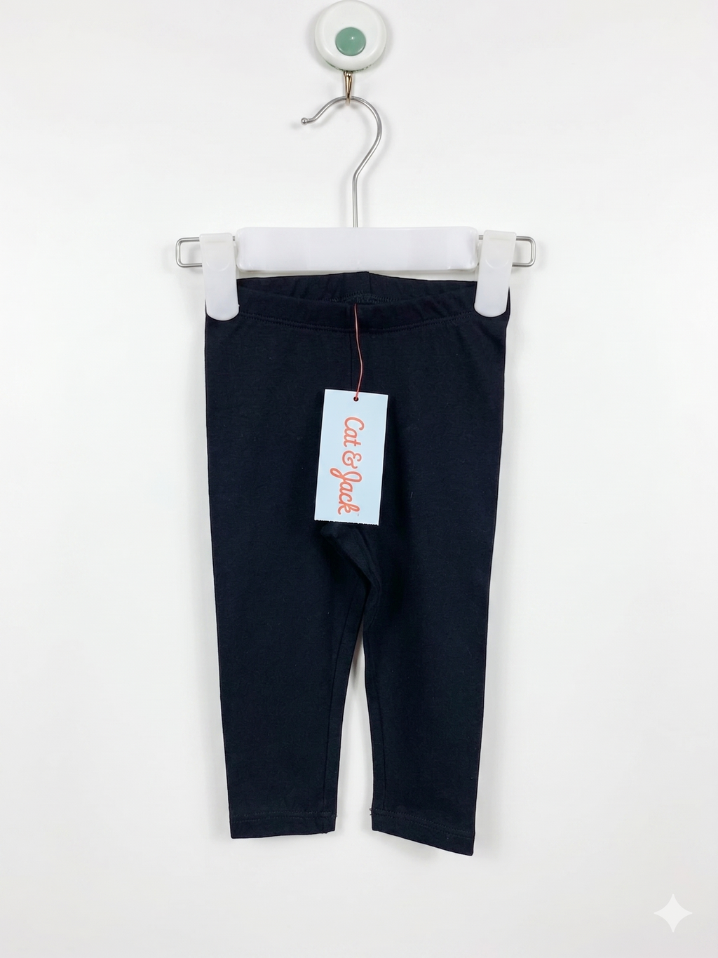 Cat & Jack Baby Girls Solid Black Basic Cotton Leggings Size 12M AB1