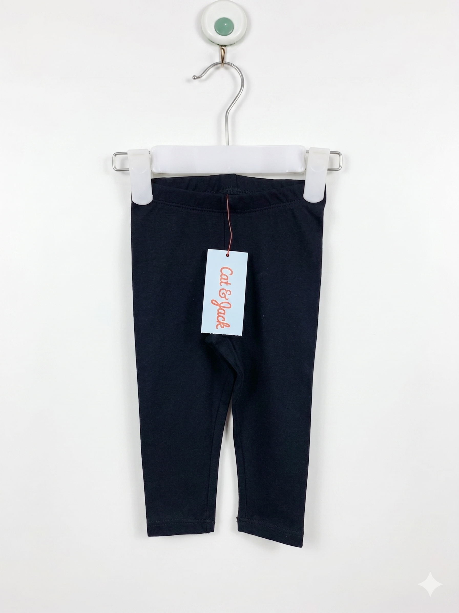 Cat & Jack Baby Girls Solid Black Basic Cotton Leggings Size 12M AB1