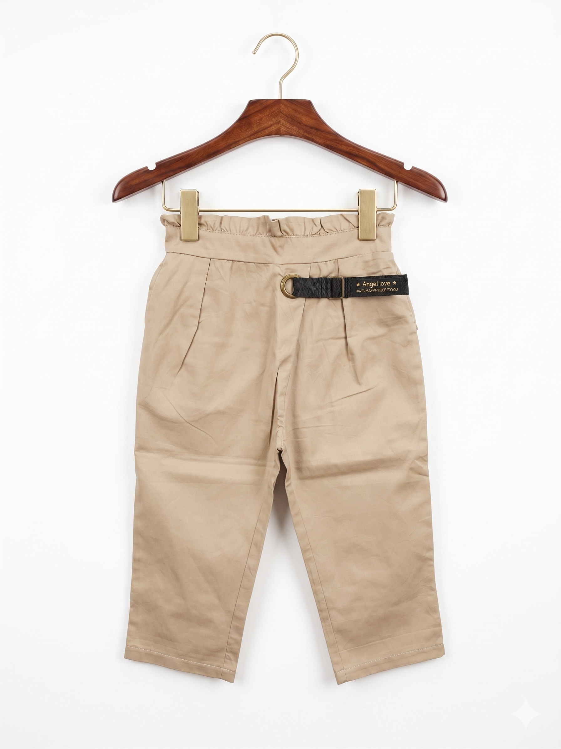 Pick Japanese Brand Toddler Girls Paperbag Waist Khaki Trousers - Tag Size: 90 (Approx. 18–24 Months) AB1