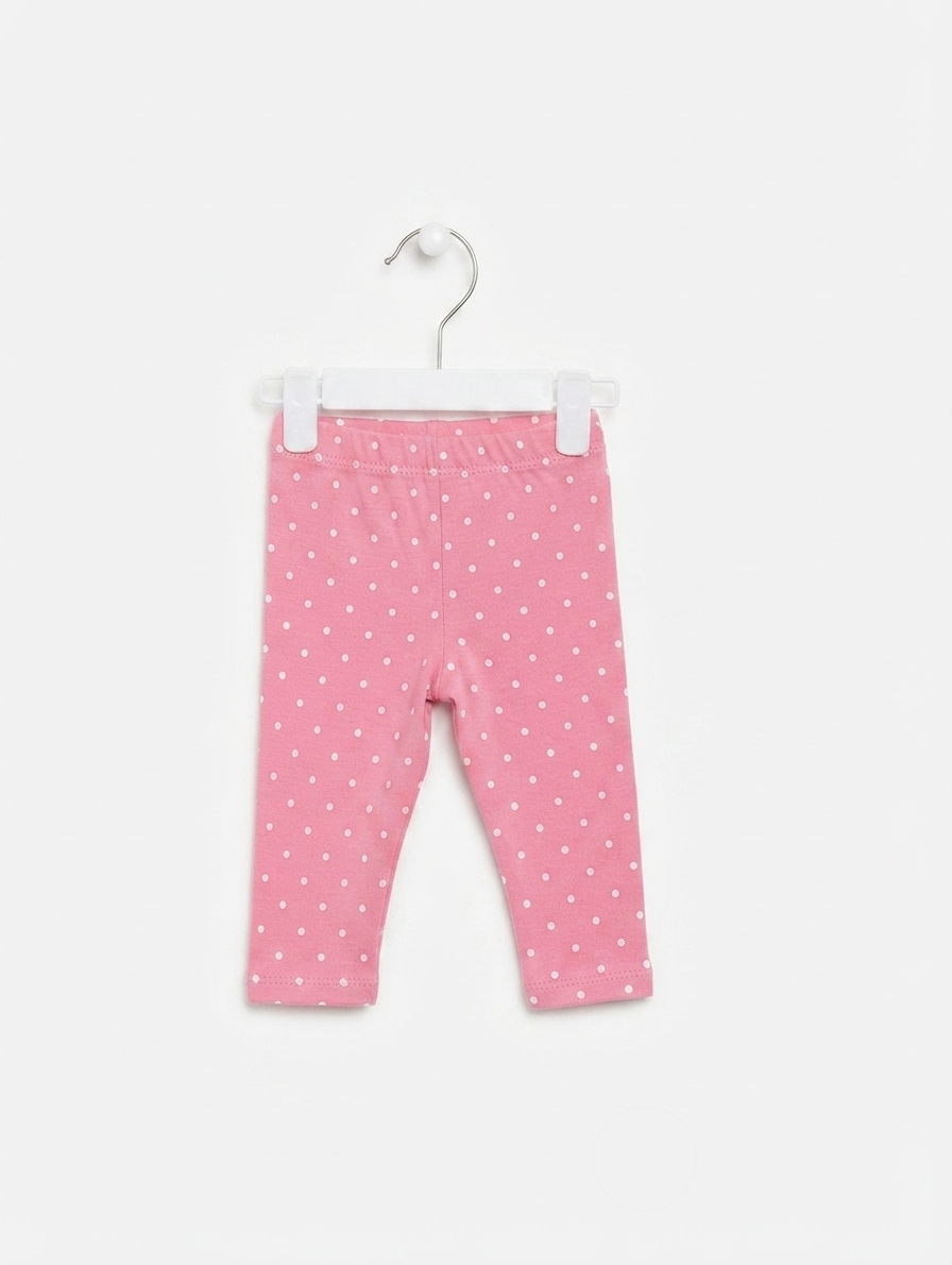 Carter's Baby Girls Pink & White Polka Dot Pull-On Capri Leggings - Size 9 Months Estimated Age 9 Months AB2