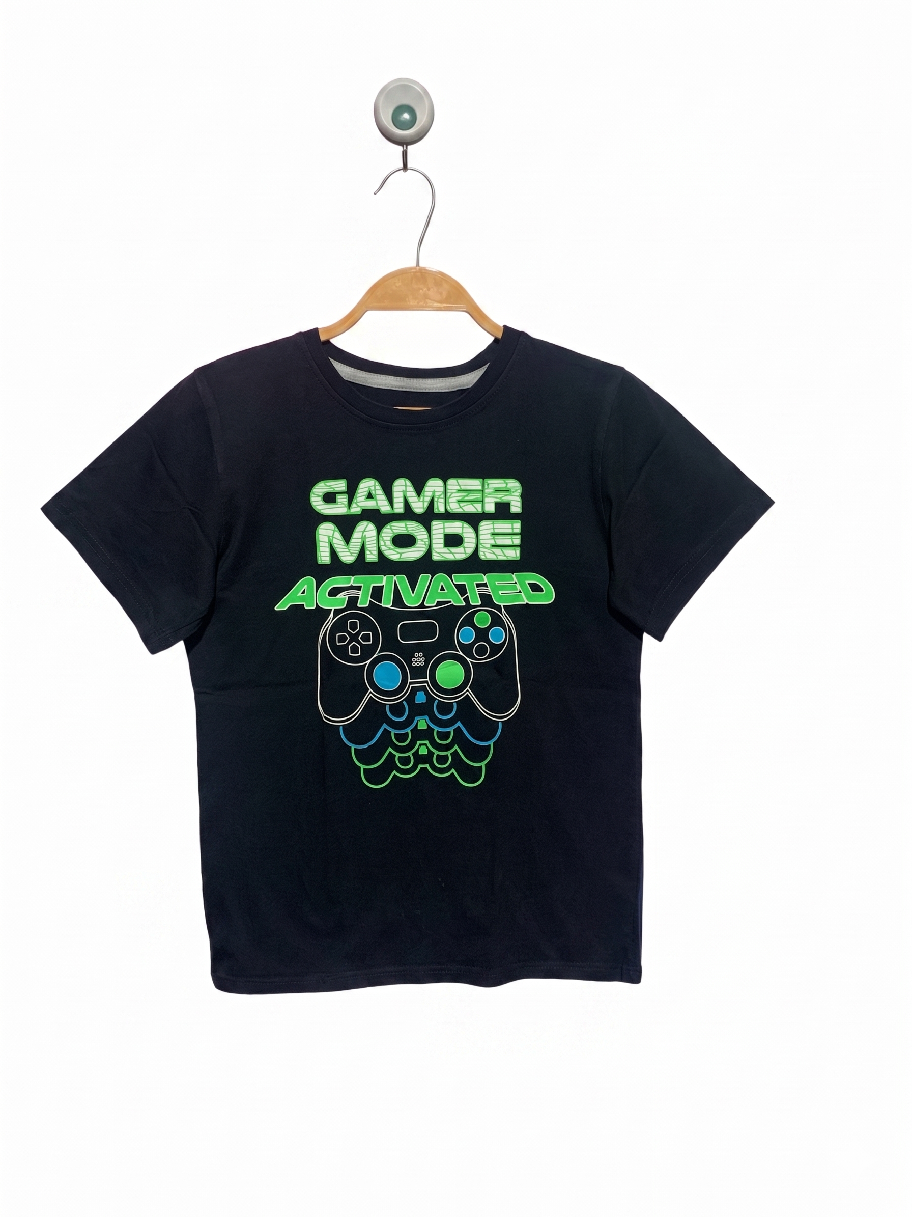 Pep & Co Boys Black "Gamer Mode Activated" Graphic Tee - Size Estimated Age 10-11Y AB1