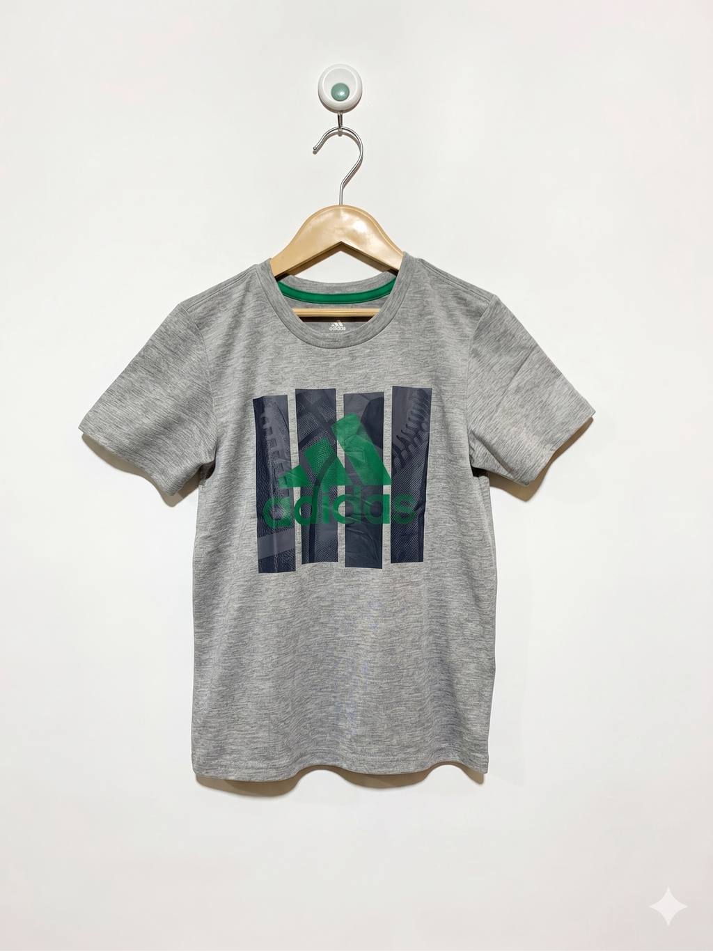 Adidas Boys Heather Grey Sport Graphic Short Sleeve Tee - Size 7 AB1