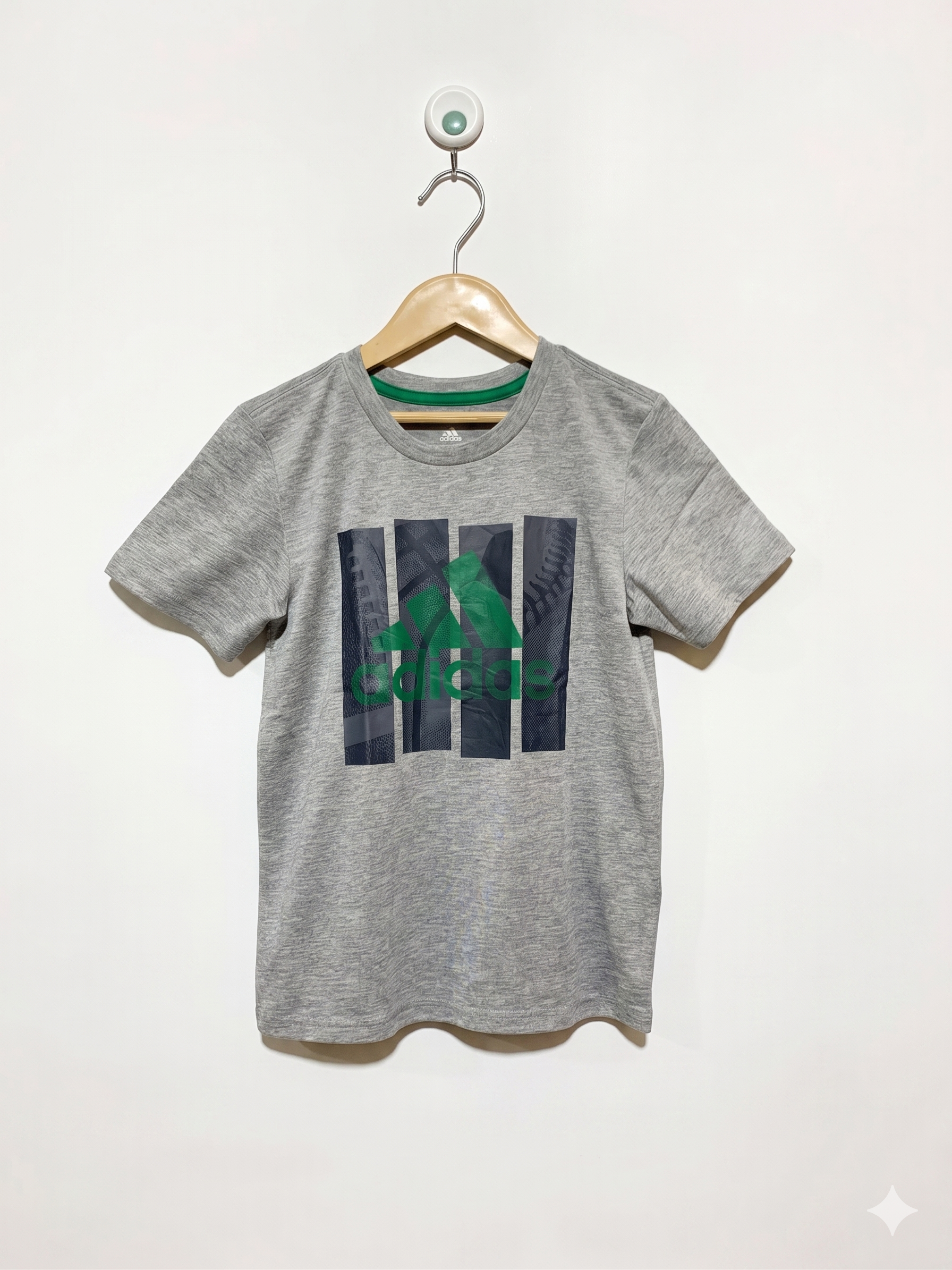 Adidas Boys Heather Grey Sport Graphic Short Sleeve Tee - Size 7 AB1