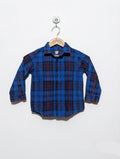The Children's Place Boys Blue & Red Plaid Long-Sleeve Button-Down Shirt - Size Estimated Age 2T AB2