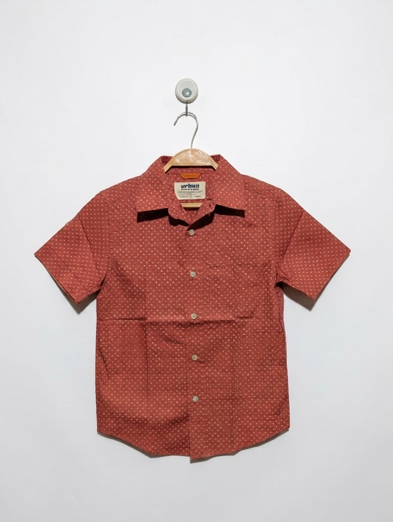 Urban Pipeline Boys Rust Orange "Patterned" Button-Down Shirt - Size Estimated Age 8 - 9 Years AB2
