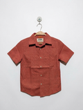 Urban Pipeline Boys Rust Orange "Patterned" Button-Down Shirt - Size Estimated Age 8 - 9 Years AB2
