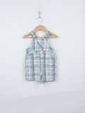 George Boys Light Blue & White Plaid Short Overalls - Size Estimated Age 3-6 Months AB2