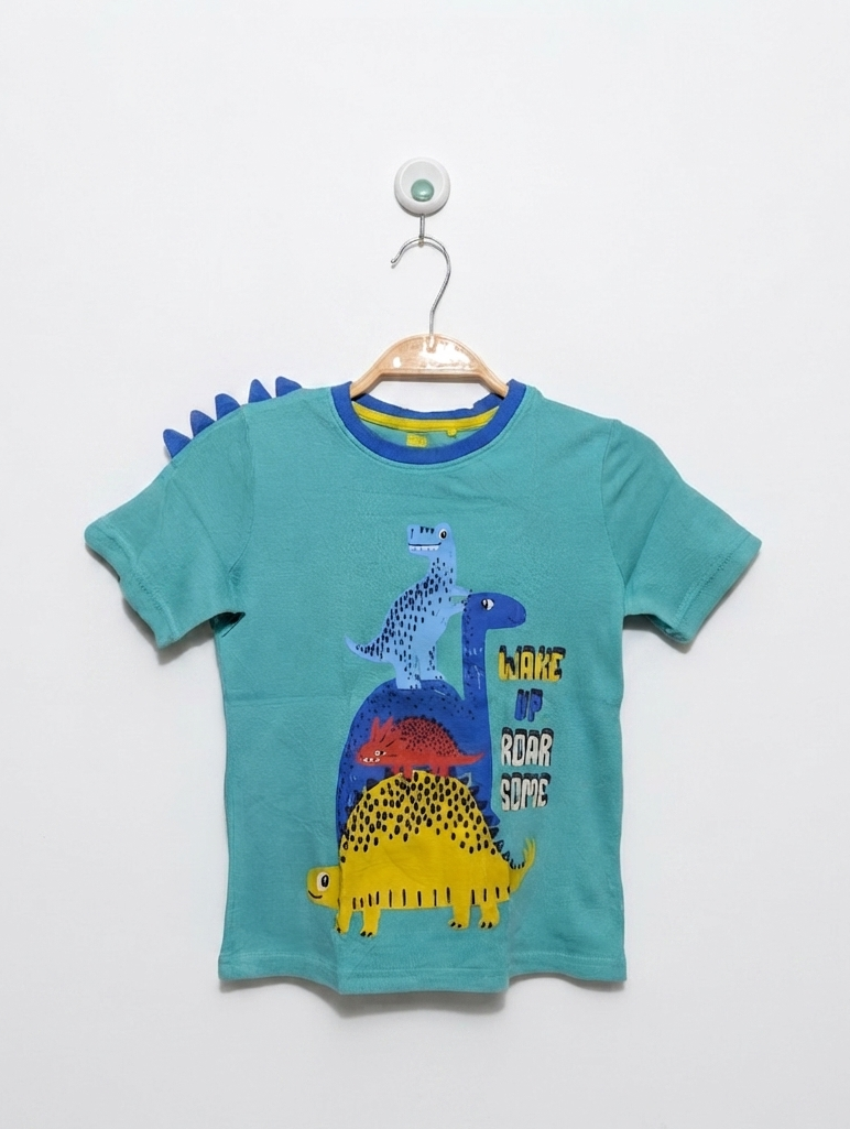 F&F Boys Turquoise "Dino Roar" Graphic T-Shirt - Size 6-7 Years, Estimated Age 6-7 Years AB2