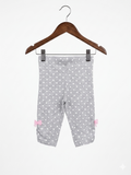 Cherokee Baby Girls Grey Polka Dot Cotton Leggings with Pink Side Bows Size 80 AB1