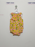 Carter's Girls Pink & Yellow Lemon Print Ruffle Bodysuit Romper - Size Estimated Age 12 Months AB2