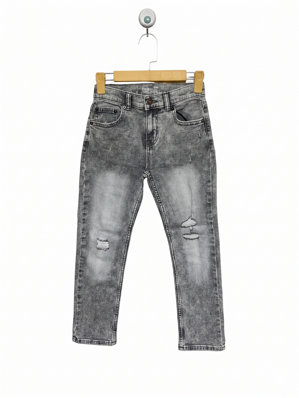 Wonder Nation Boys Grey Acid Wash "Slim" Distressed Denim Jeans - Size Estimated Age 10 Years AB1