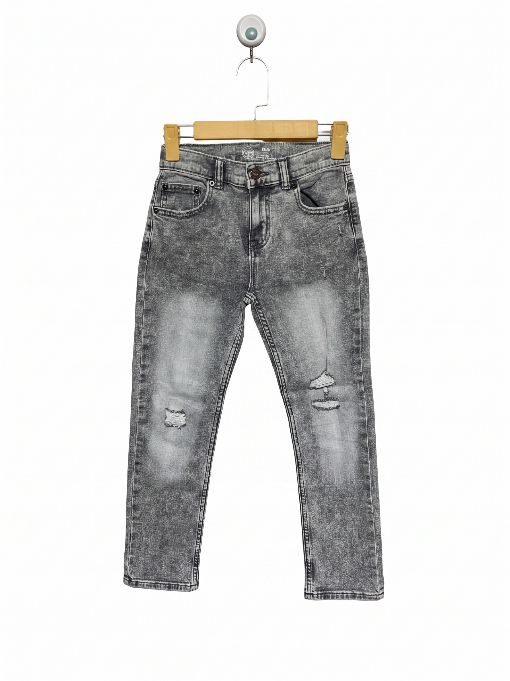 Wonder Nation Boys Grey Acid Wash "Slim" Distressed Denim Jeans - Size Estimated Age 10 Years AB1