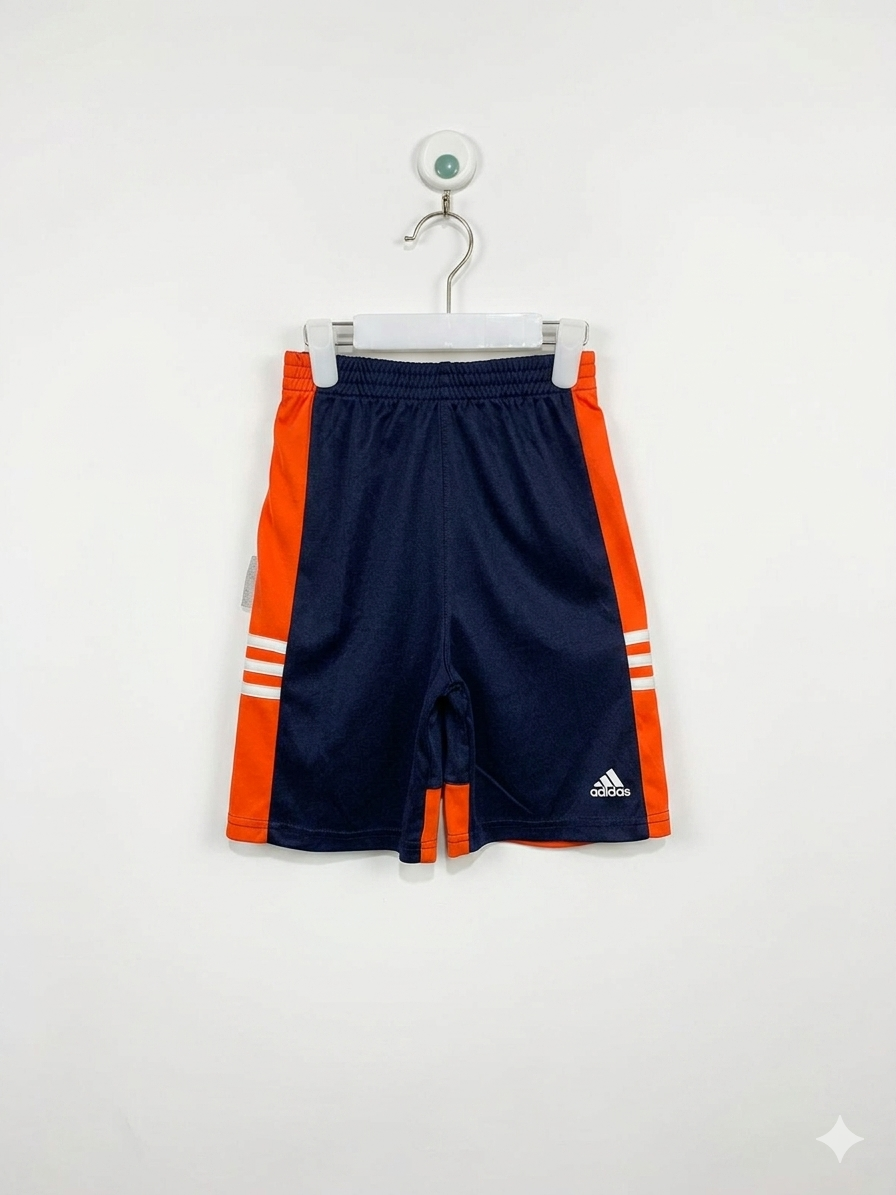 Adidas Boys' Navy & Orange Athletic Mesh Shorts - Size 6 AB1