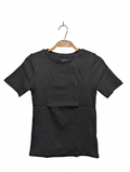 Next Girls Charcoal Grey Ribbed Short-Sleeve Tee - Size Estimated Age 10 Years AB2