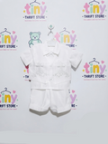 Generic Boys Pure White Embroidered Cross Christening Suit Set - Size Estimated Age 12-18 Months AB2