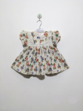 Vintage Style Girls Cream "Country Bears" Print Dress - Size Estimated Age 12-18 Months AB2