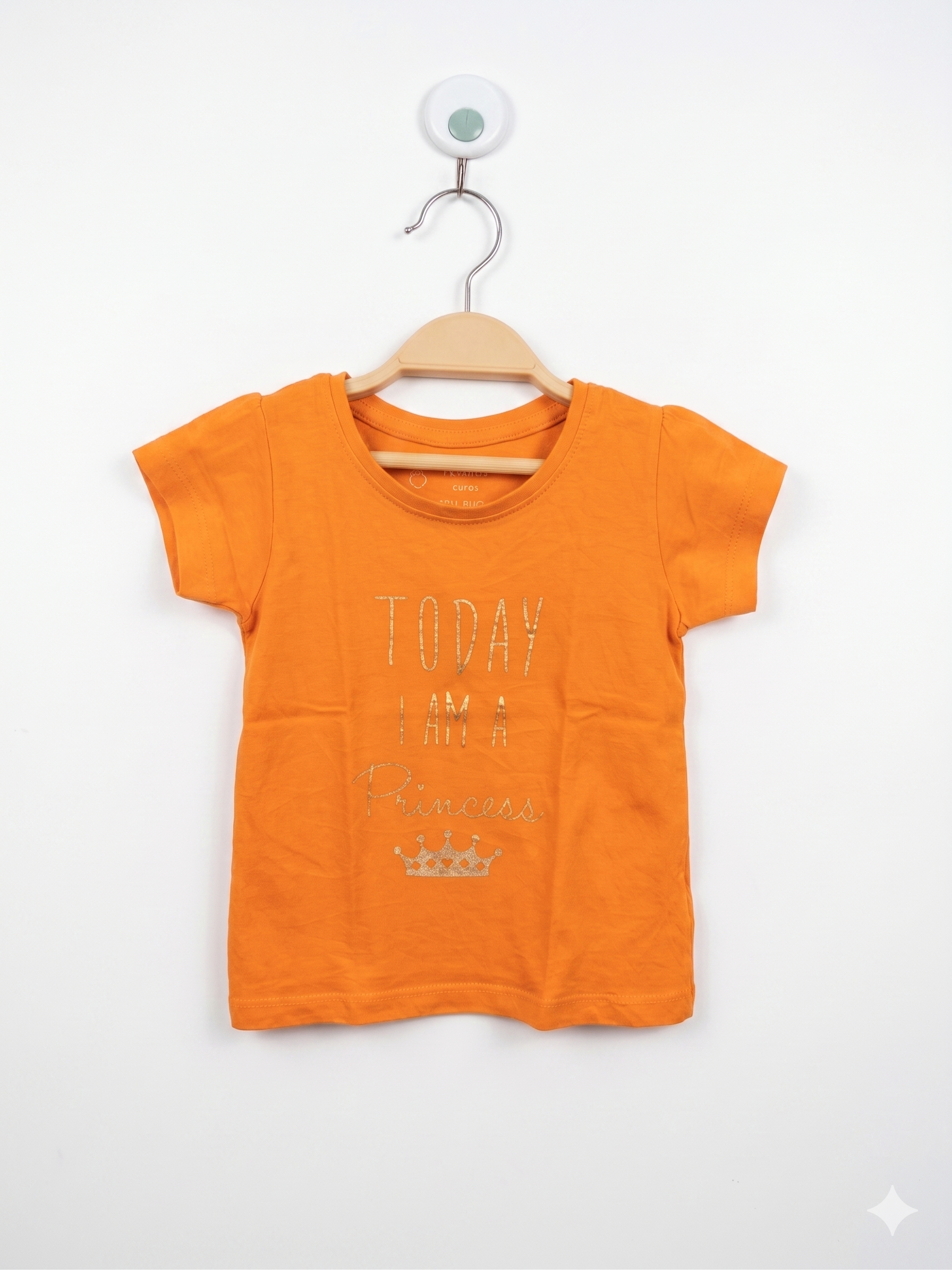 Primark Cares Girls' Orange Graphic Tee - "Today I Am A Princess" (9-12 Months) AB1