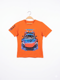 Next Boys Vibrant Orange "Supercar" Graphic Short Sleeve Tee - Size Estimated Age 10 Years AB1