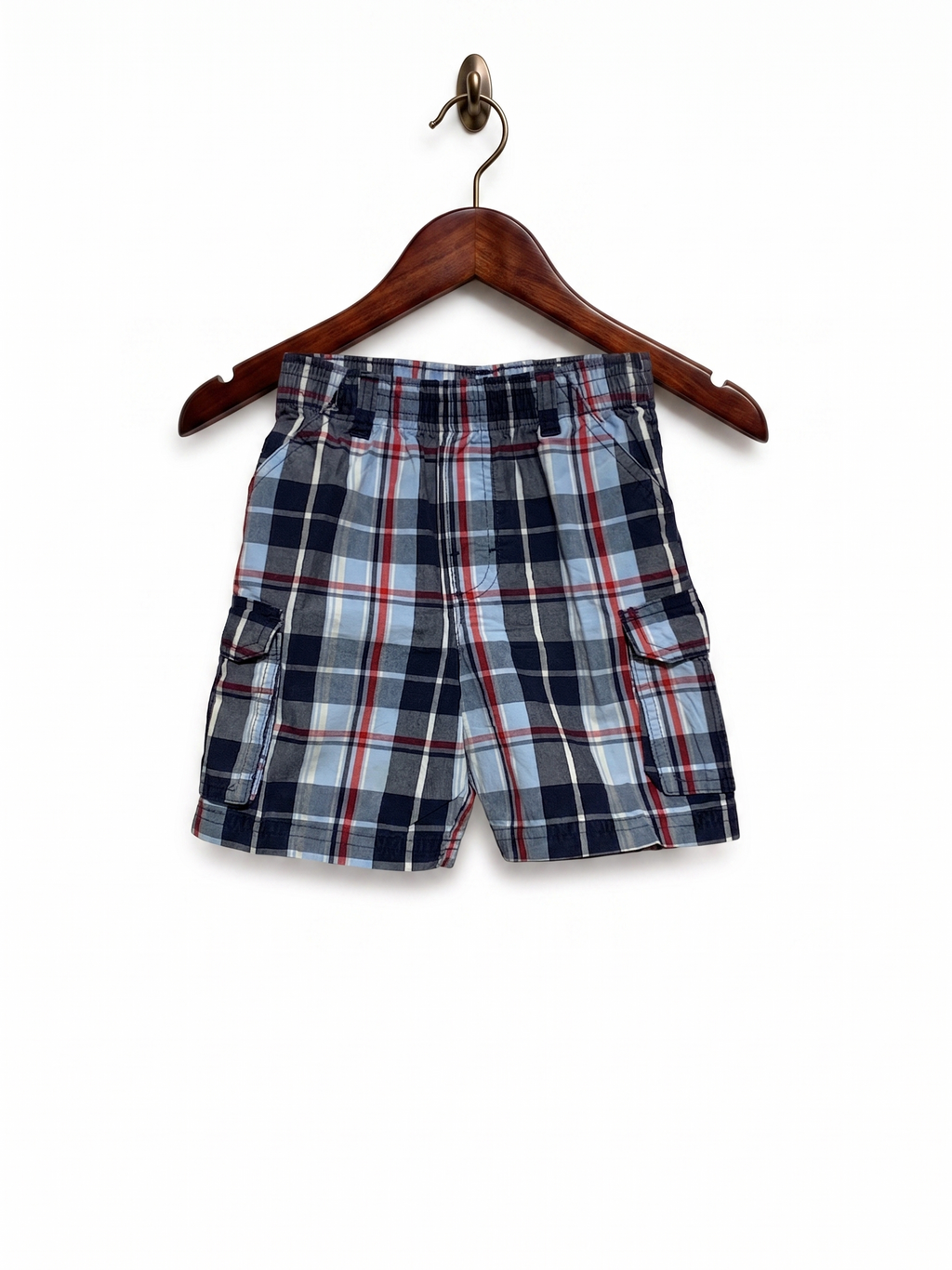 Garanimals Boys Navy Plaid Cargo Shorts - Size 3T AB1