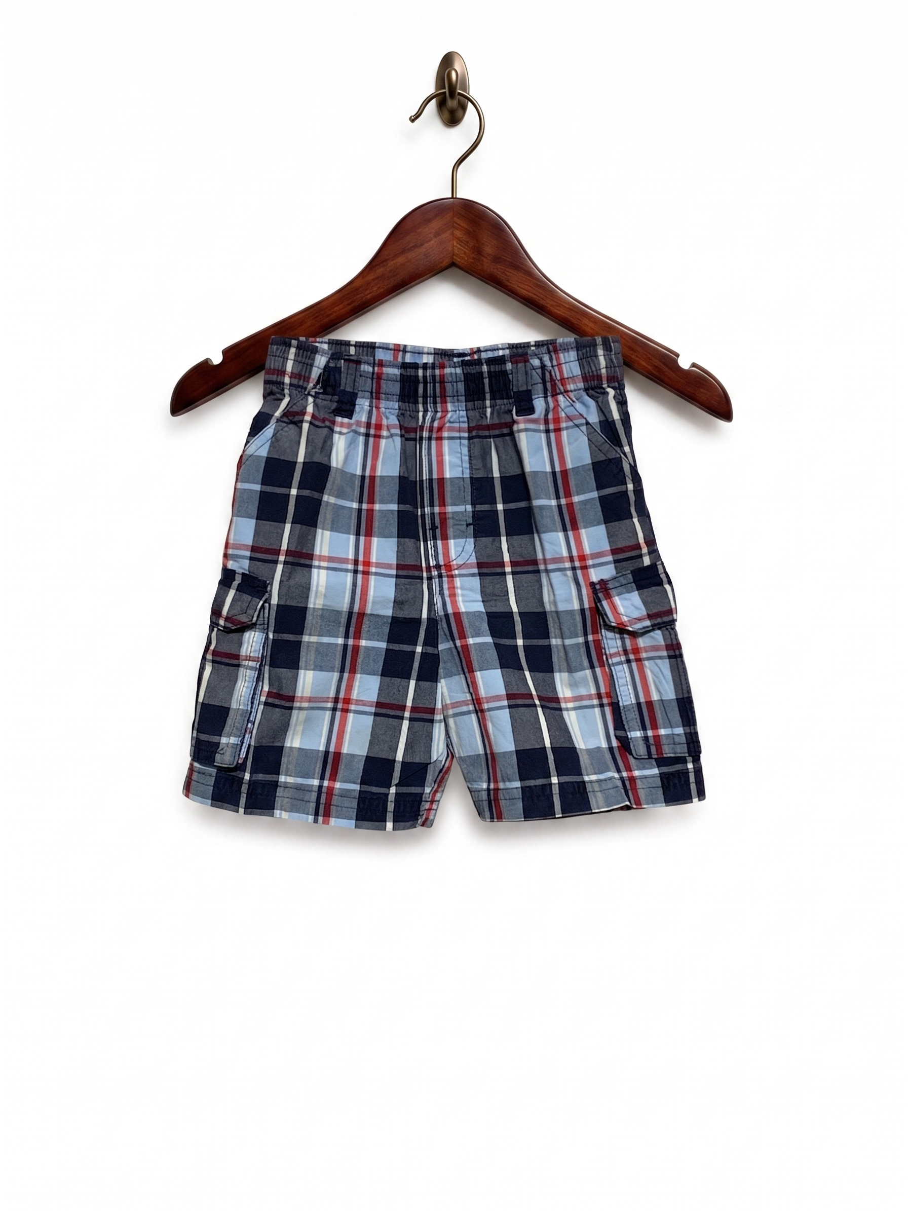 Garanimals Boys Navy Plaid Cargo Shorts - Size 3T AB1