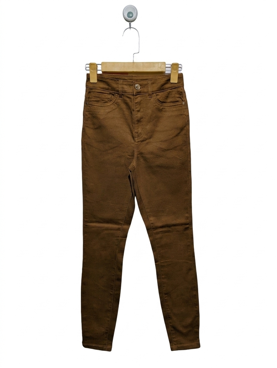 Orsay Girls/Teen Solid Brown Slim-Fit Denim Pants - Size Estimated Age 14-15 Years AB1
