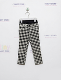 GU Girls Black and White Houndstooth Print Stretch Leggings - Size 100 (Estimated Age 3-4 Years) AB2