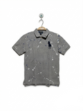 Polo Ralph Lauren Boys Grey "Paint Splatter" Polo Shirt - Size Estimated Age 8 Years AB2