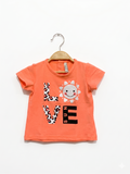 Birba Italy "Love Sun" Neon Peach Graphic T-Shirt - 12 Months AB1