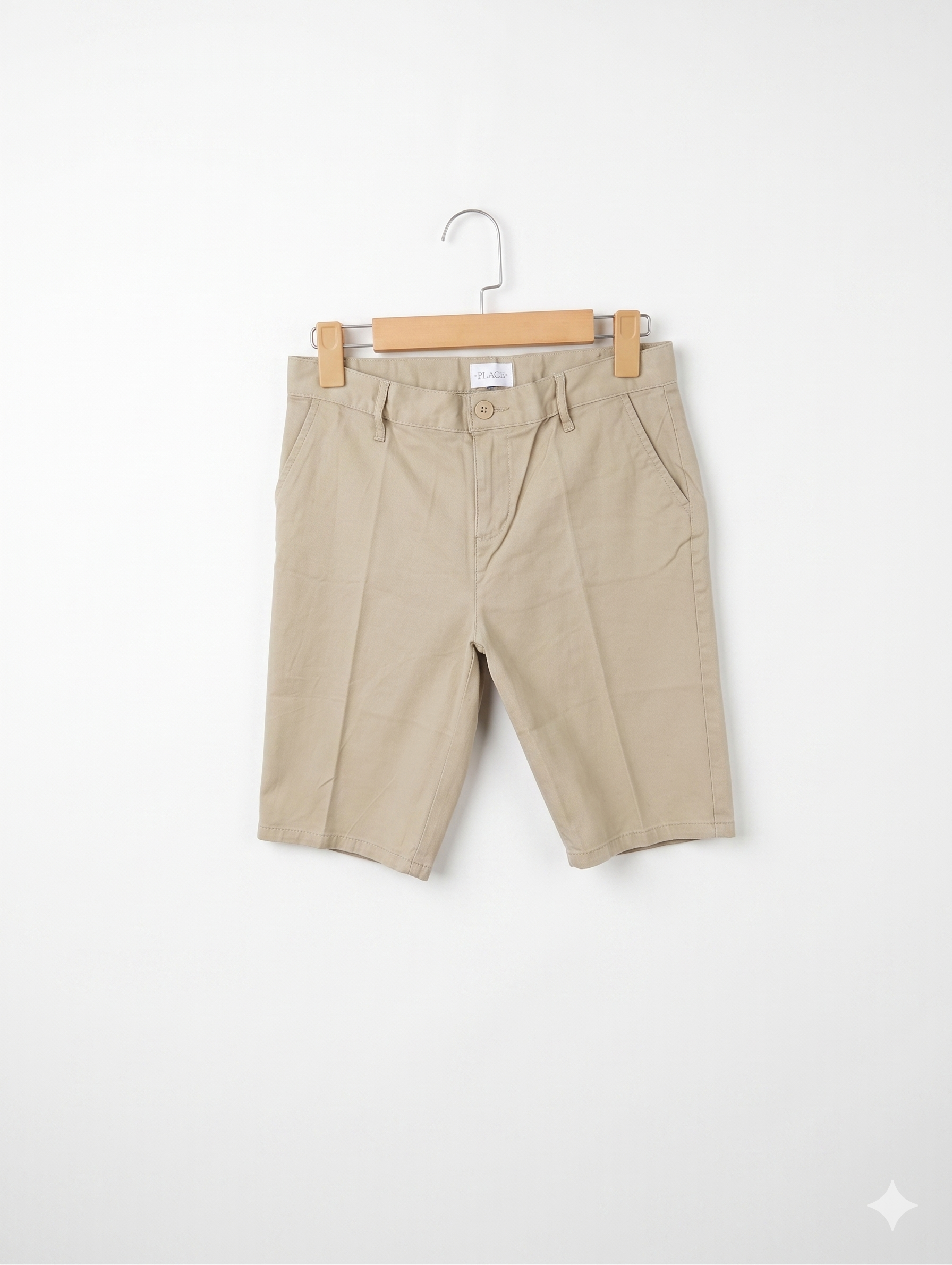 The Children's Place Girls Khaki Chino Uniform Shorts - Size 14 Estimated Age 13 -14 Years AB1