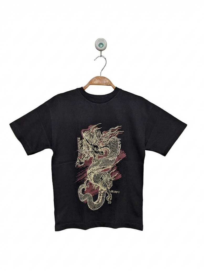 Next Boys Black "Japanese Dragon" Graphic Tee - Size 7 Years Estimated Age 7 Years AB2