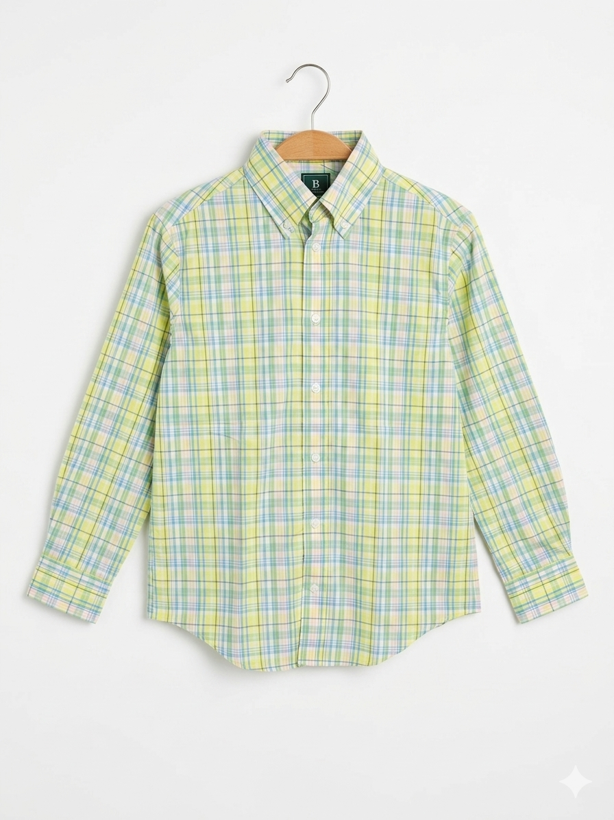Brooks Brothers Boys "Spring Madras" Plaid Button-Down Long Sleeve Shirt - Size 12 AB1